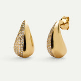 Pendientes gota dorados con brillantes blancos