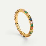 Anillo dorado circonitas de colores