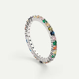 Anillo circonitas de color en plata