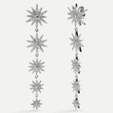 Pendientes largos para boda con estrellas y circonitas