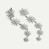 Pendientes largos con estrellas y brillantes para fiesta y boda