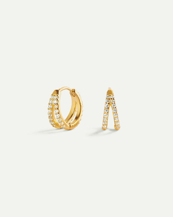 PENDIENTES HOOPS BRIGHT DOBLE MINI GOLD