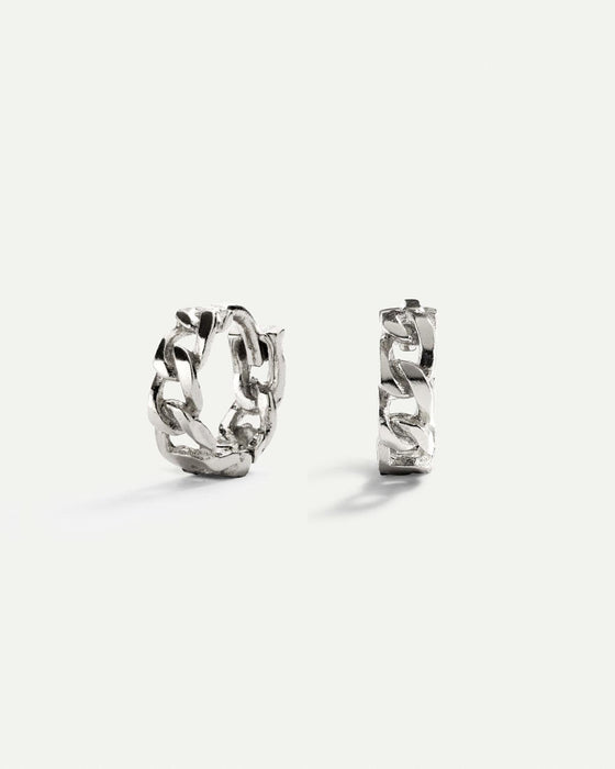 PENDIENTES HOOPS CHAIN SILVER
