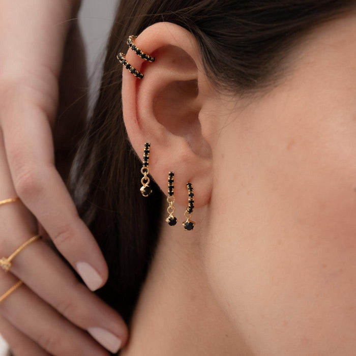 PENDIENTES ICE BLACK SILVER