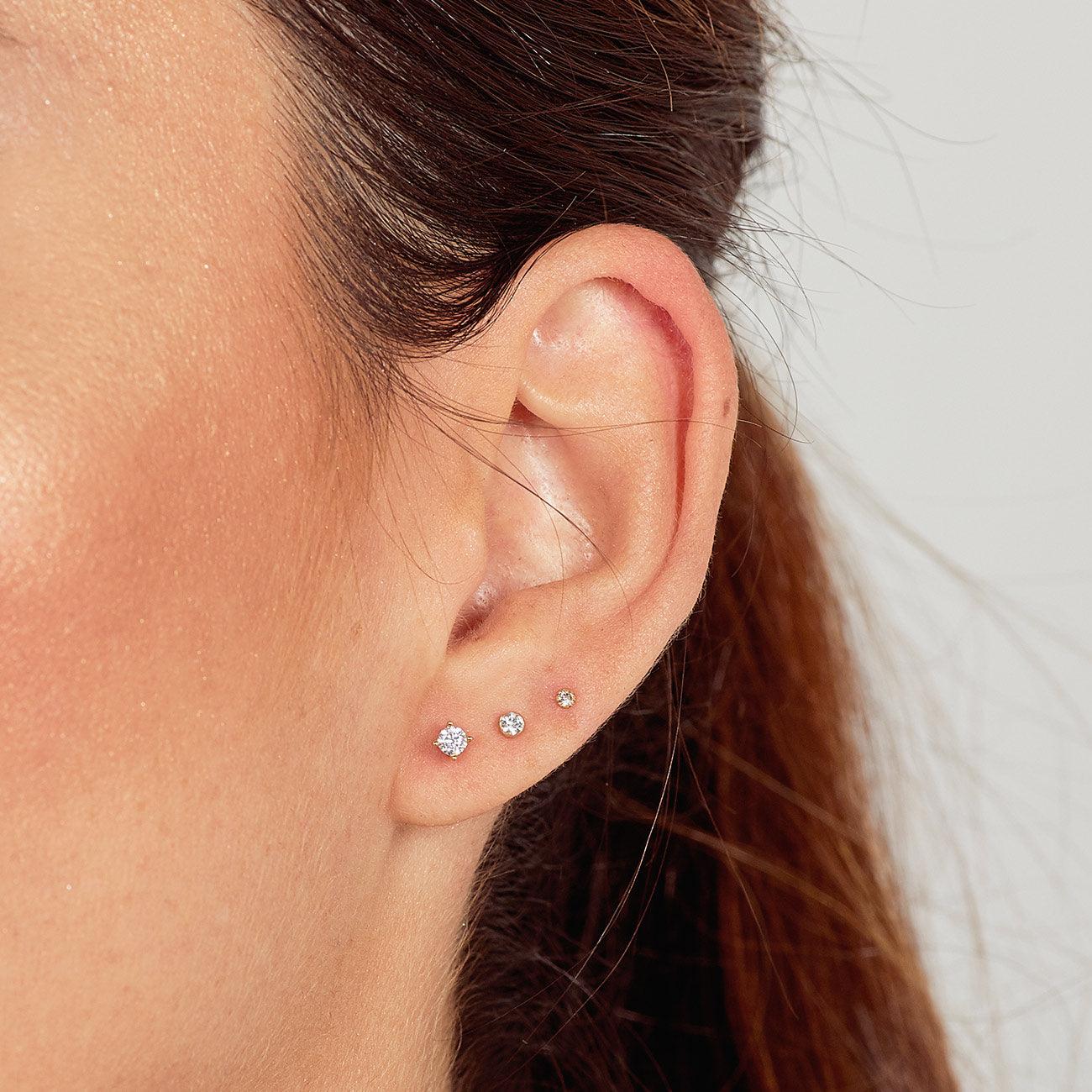 Modelo Oreja Pendientes Princess S Plata de Ley 925 con Circonitas Blancas