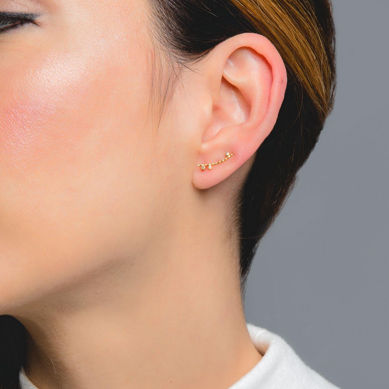 Jimena Ohrclips Vergoldetes Sterling Silber 925 mit weißen Zirkonia