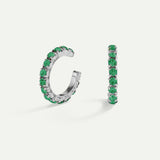 ARLA MINI GREEN SILVER EARRINGS