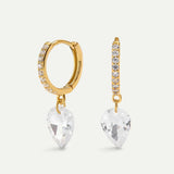 hoop earrings with cubic zirconia and crystal pendant