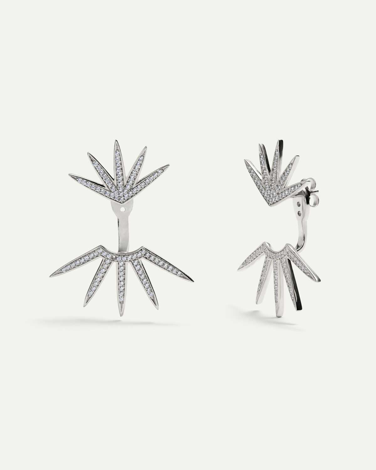Pendientes dobles de plata circonitas originales