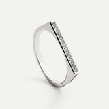 Square silver ring with rhinestones