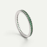 Woman's ring with green zirconia in silver