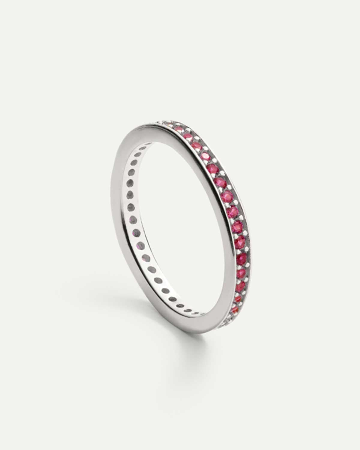 Silver plated ring with pink stones