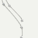 Long earrings with chains and small stars with rhinestones
