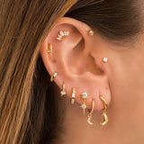 Ear Earrings Model Efy Gold Plated Sterling Silver 925 with White Zirconias