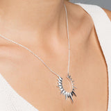 Photo detail woman with Elysse Silver necklace. Adamina