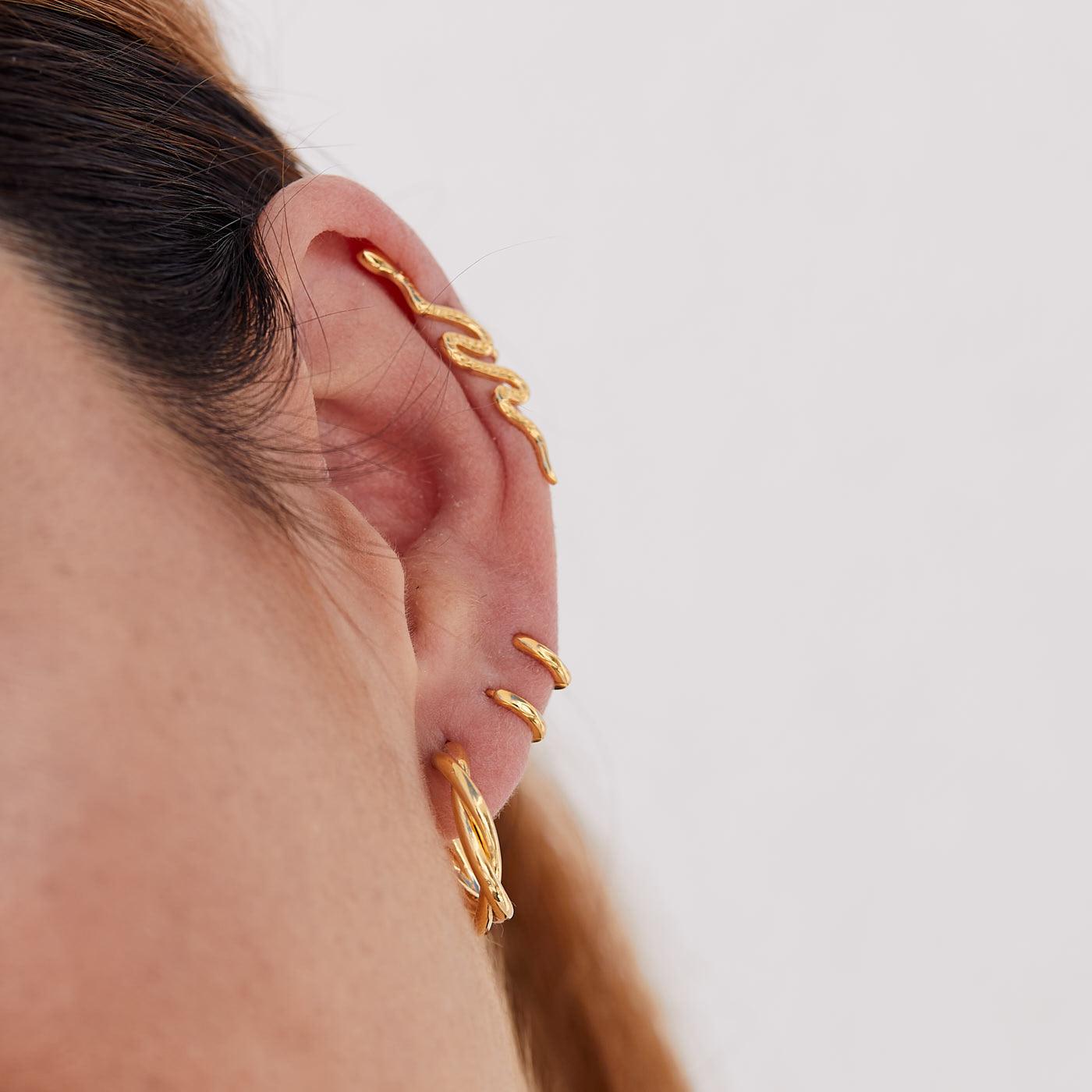 Photo of Halo Twist Earrings Gold Plated Sterling Silver 925