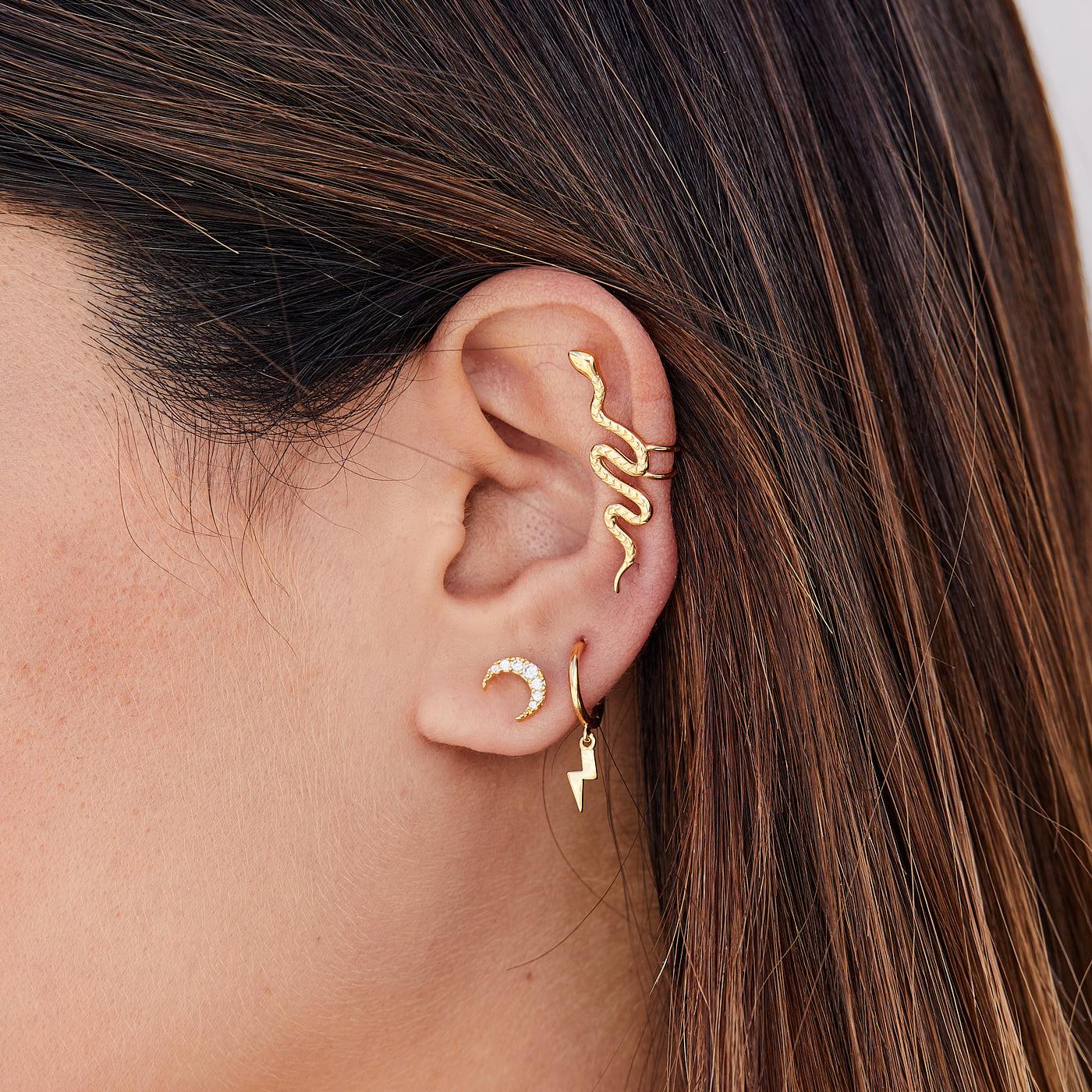 Photo approach Hoops Ray 925 Sterling Silver Gold Plaiting Earrings