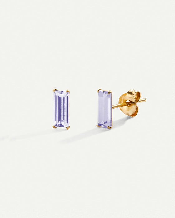 BOUCLES D'OREILLES BAGUETTE EN OR VIOLET