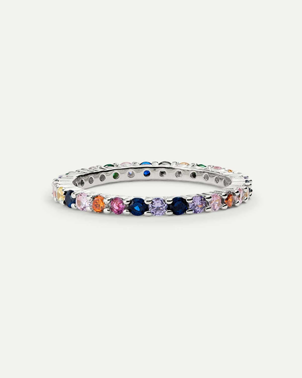 Bague avec pierres de couleur en argent