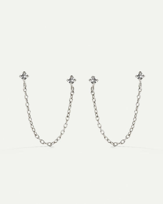 BOUCLES D'OREILLES EN ARGENT AVEC CHAÎNE DIMMER