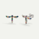 Boucles d'oreilles libellule avec pierres de couleur