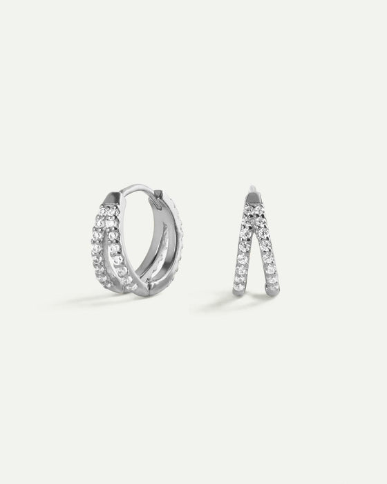 BOUCLES D'OREILLES DOUBLES EN ARGENT