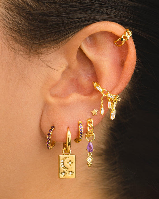 BOUCLES D'OREILLES EN OR AVEC CHAÎNE À ARCEAUX