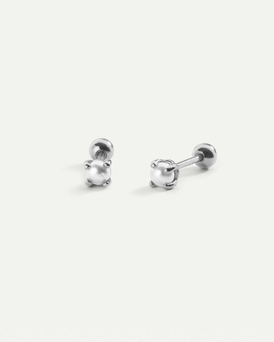 MINI-BOUCLES D'OREILLES EN ARGENT AVEC PERLES