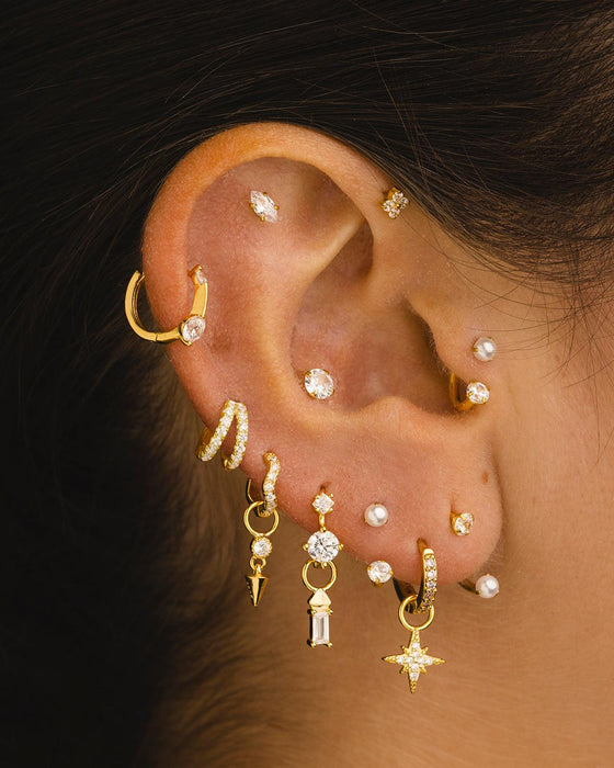 ANNEAUX DOUBLES MINI BOUCLES D'OREILLES EN ARGENT