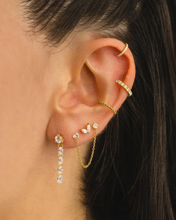 BOUCLES D'OREILLES EN OR AVEC CHAÎNE DIMMER