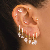 BOUCLES D'OREILLES OR COEUR EN CRISTAL