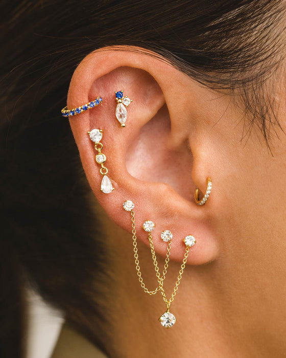 BOUCLES D'OREILLES EN OR AVEC CHAÎNE DIMMER