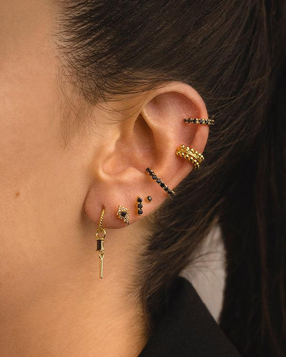 BOUCLES D'OREILLES ARLA MINI NOIR EN ARGENT