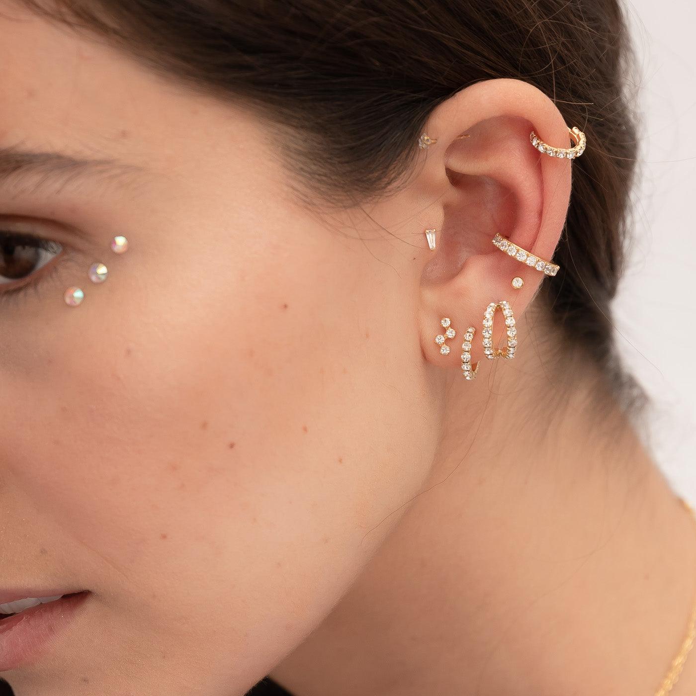 Boucles d'oreilles Boucles d'oreilles en argent 925 plaqué or Boucles d'oreilles glace avec zirconias blancs