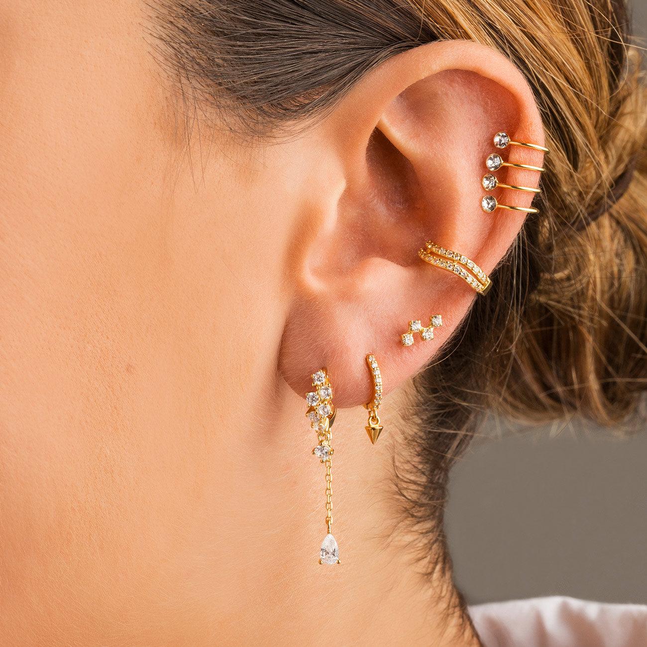 Détails de la photo Boucles d'oreilles Nix en Argent massif plaqué or avec zircon blanc