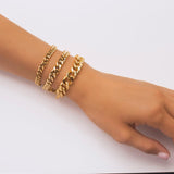 3 tailles de Bracelet Chaîne en acier inoxydable plaqué or Bracelet Taille S Poignet Taille S
