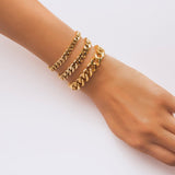 3 modèles de Bracelet Chaîne en acier inoxydable plaqué or Taille S