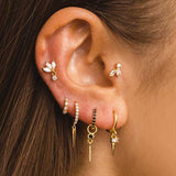 BOUCLES D'OREILLES CRÉOLES ARGENT NOIR BRILLANT