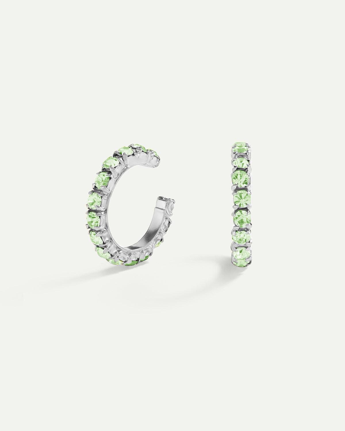 PENDIENTES ARLA MINI GREEN LIGHT SILVER