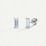 BOUCLES D'OREILLES BAGUETTE EN ARGENT BLEU