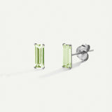 GREEN SILVER BAGUETTE EARRINGS