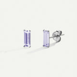 VIOLET SILVER BAGUETTE EARRINGS