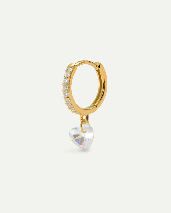 EINZELNER OHRRING AUS GLAS IN HERZFORM, GOLD