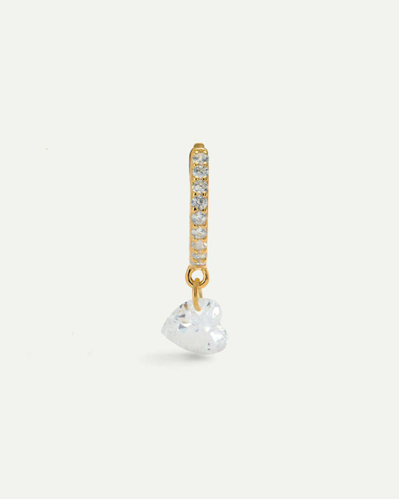 EINZELNER OHRRING AUS GLAS IN HERZFORM, GOLD