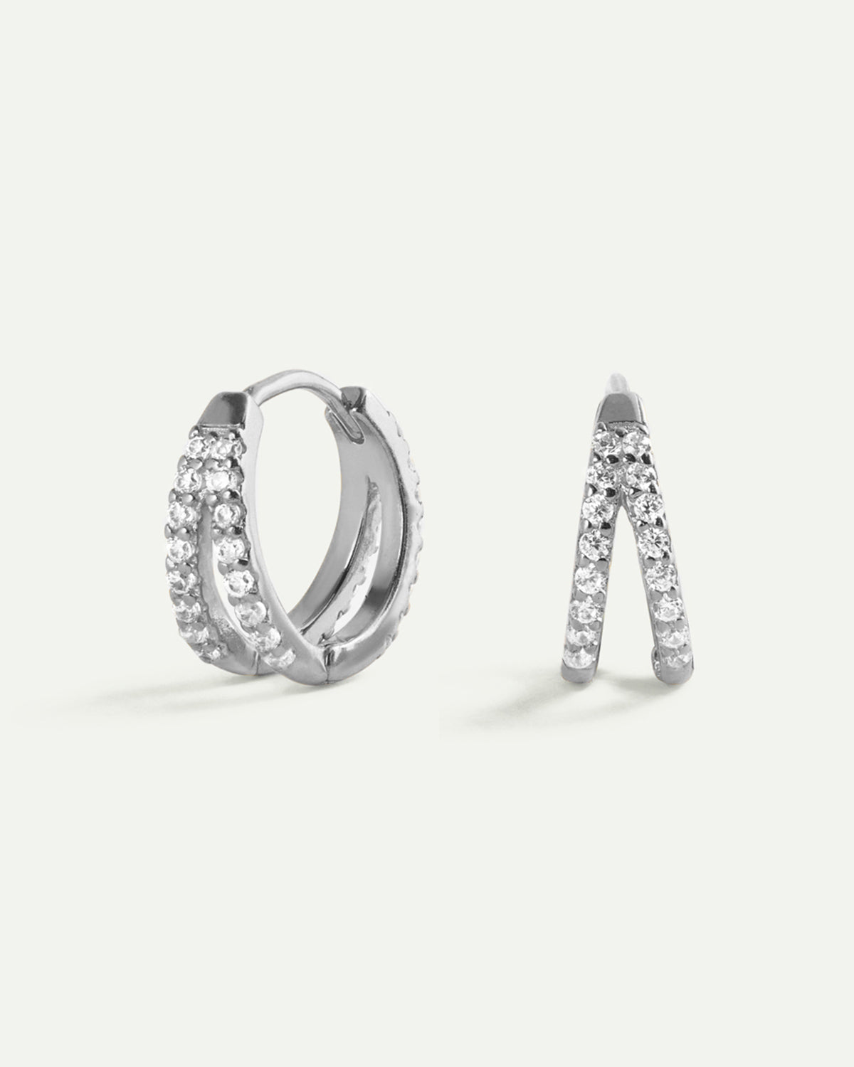 HOOPS BRIGHT DOUBLE MAXI SILVER EARRINGS