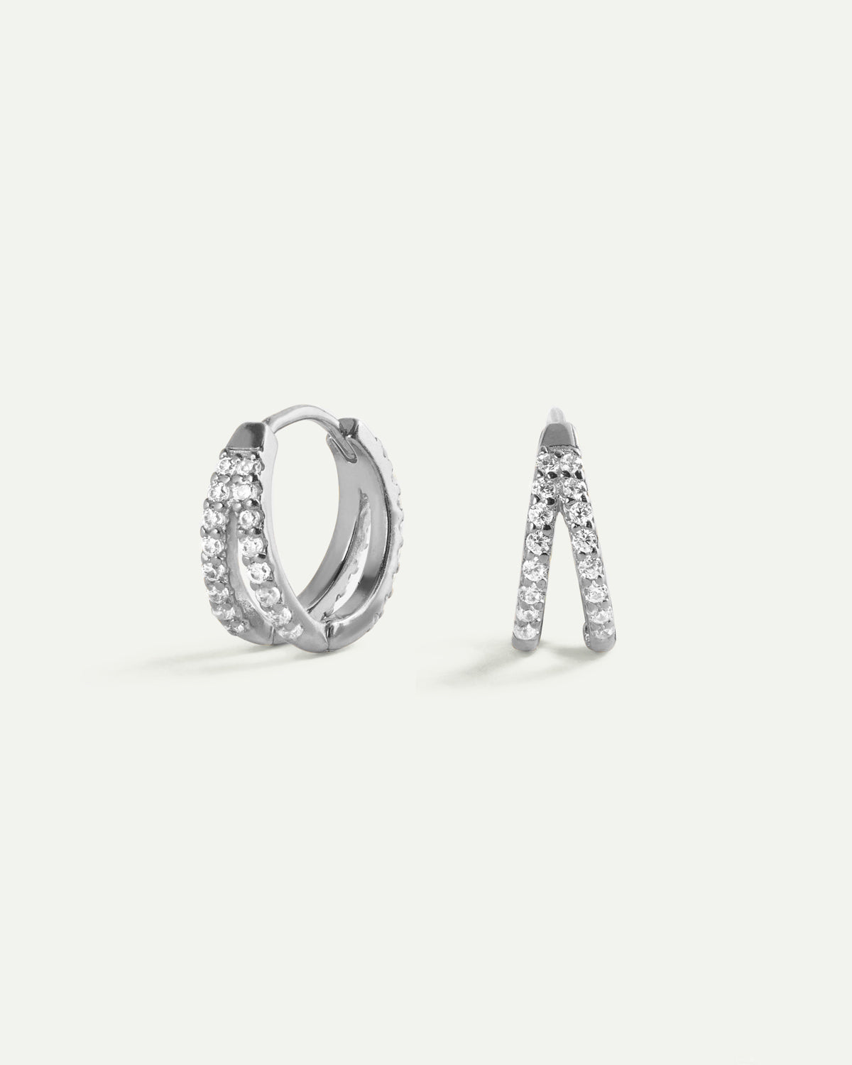 HOOPS BRIGHT DOUBLE SILVER EARRINGS