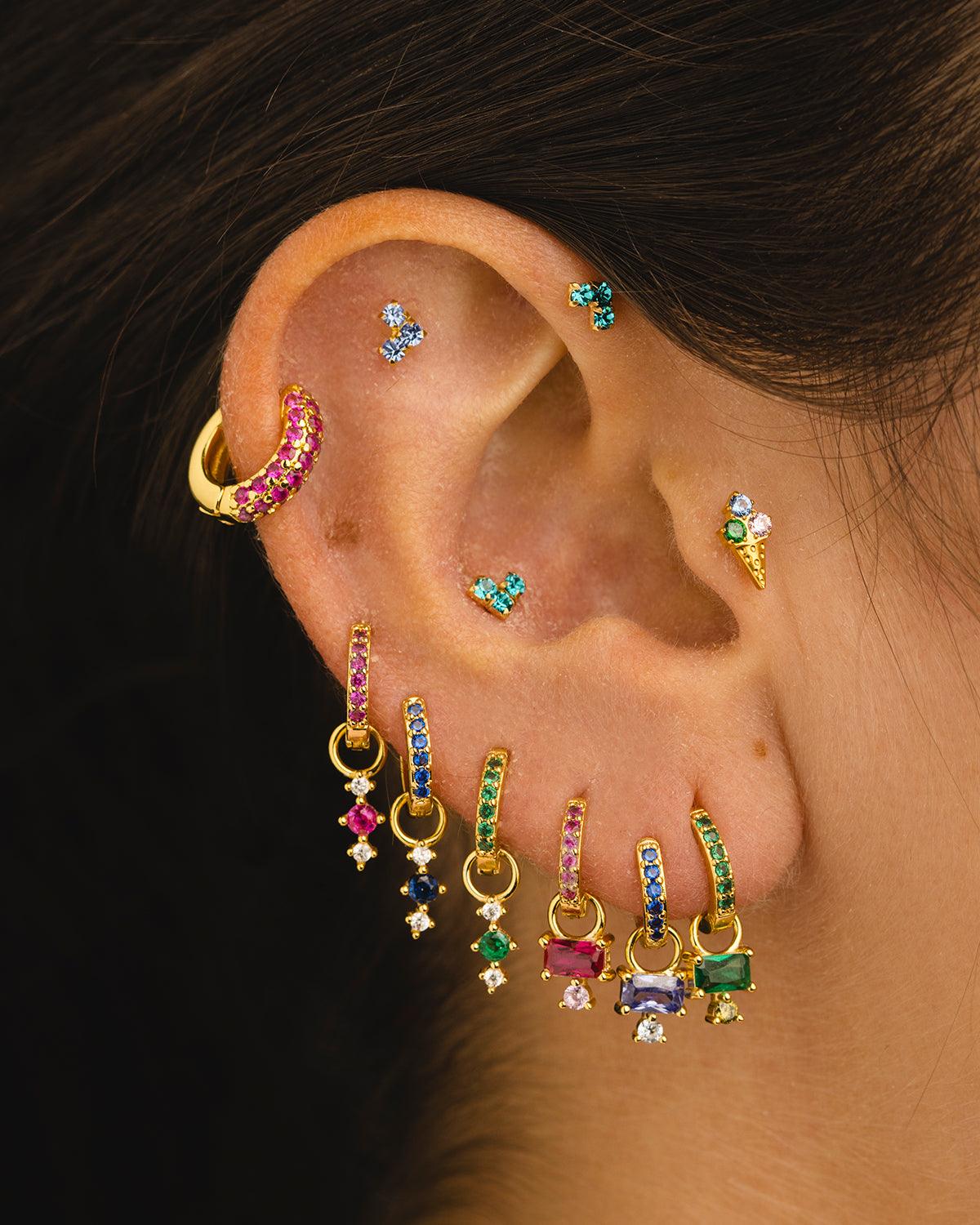 PENDIENTES HOOPS BRIGHT BLUE SILVER