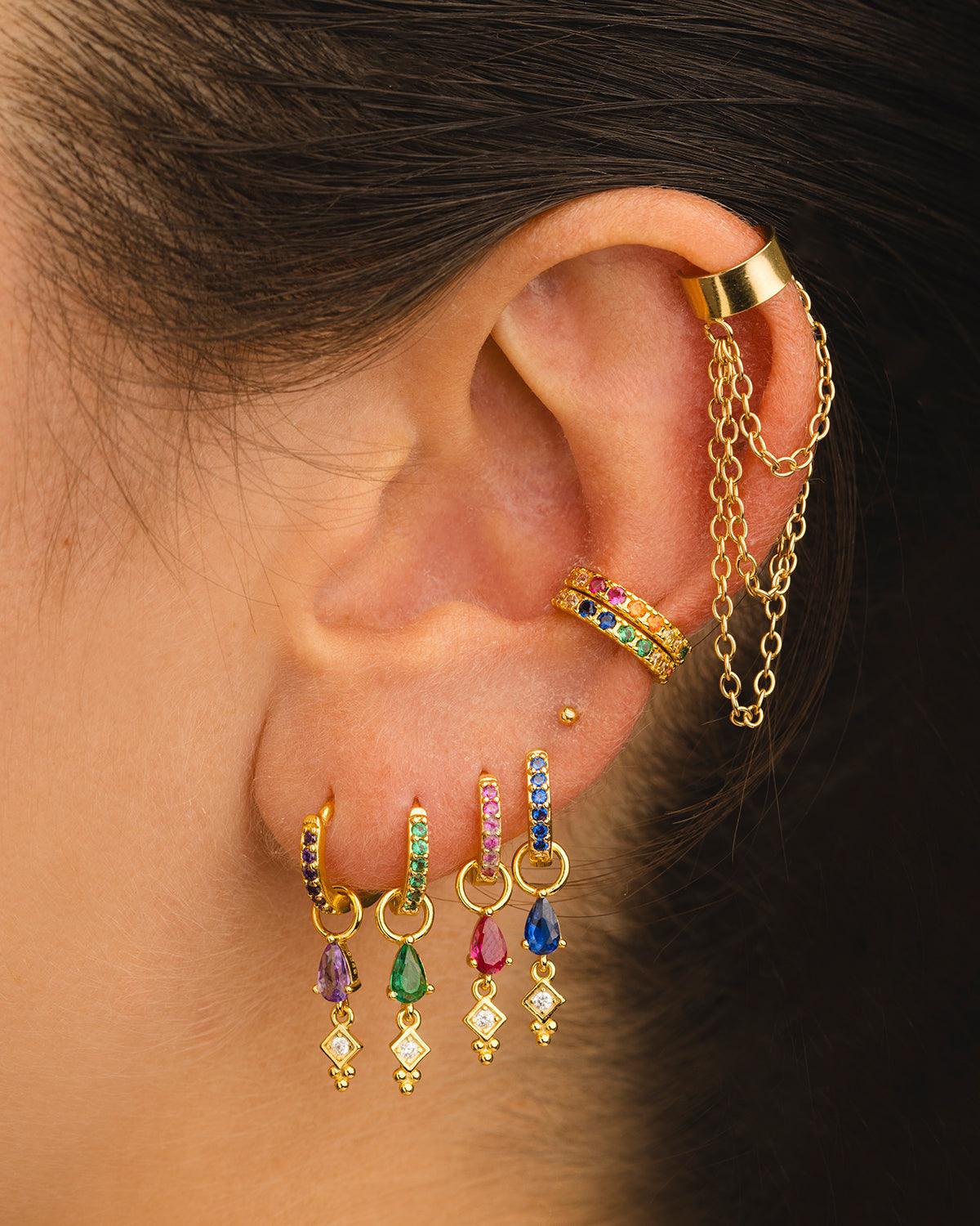 PENDIENTES HOOPS BRIGHT GREEN SILVER