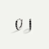 EARRINGS HOOPS BRIGHT BLACK MINI SILVER