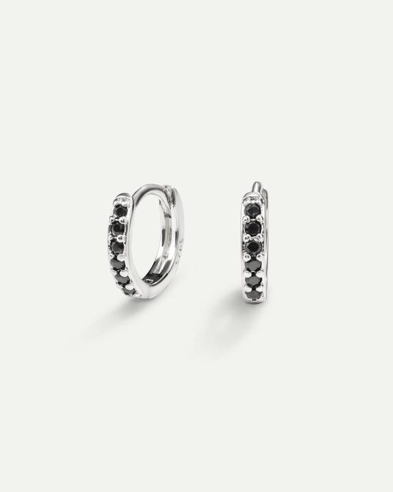PENDIENTES HOOPS BRIGHT BLACK SILVER